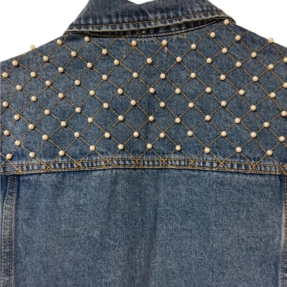 MUDD Denim Studded Women's Jacket Like New Juniors Size M - Picture 4 of 5